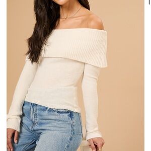 Geri Off-Shoulder Ribbed Sweater